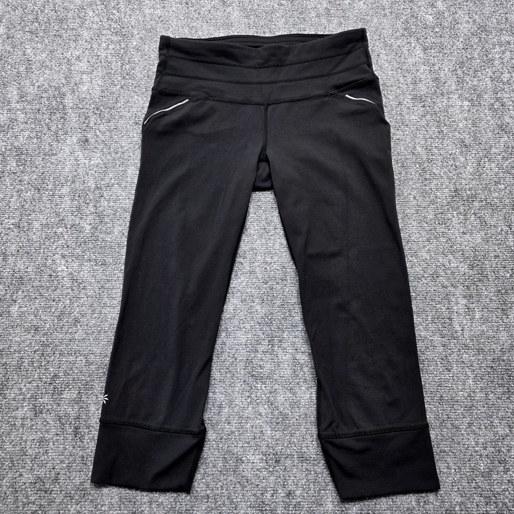 Athleta Be Free Knicker Running Leggings Women's S Black Mesh Pocket Crop Gym